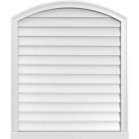 Ekena Millwork Arch Top Surface Mount PVC Gable Vent: Functional, w/ 2"W x 2"P Brickmould Sill Frame, 34"W x 40"H GVPAR34X4003SF